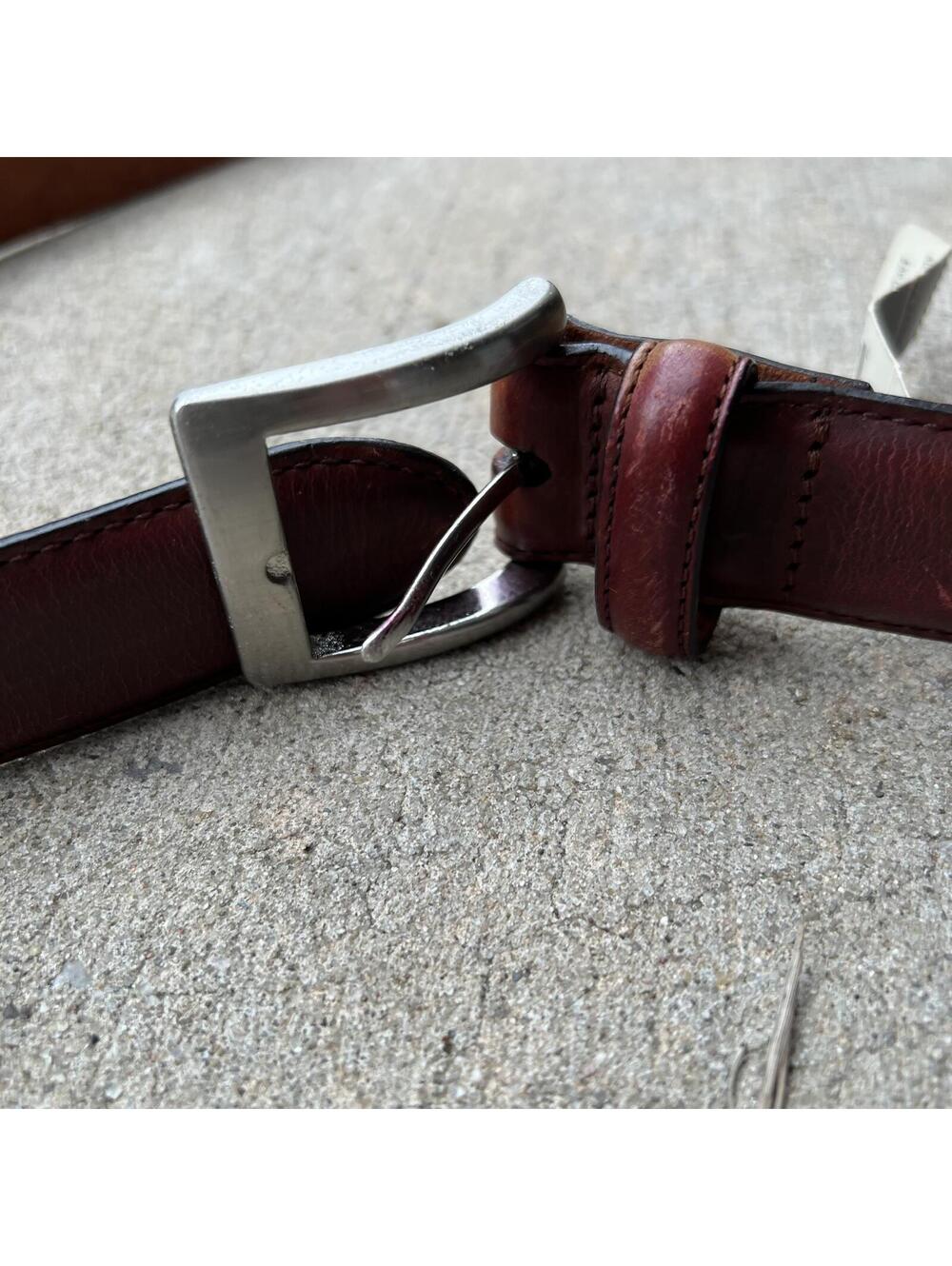 Cole Haan Brown Leather Belt with Silver Buckle